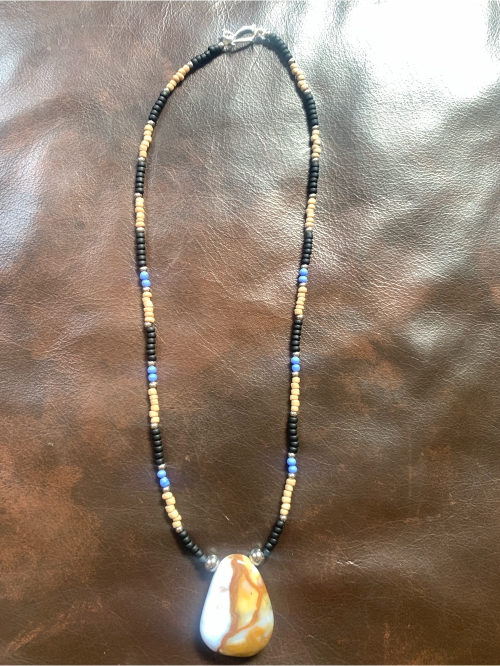 Rare Polka Dot Agate Beaded Pendant Necklace - Women's Jewelry - Picture 2 of 2